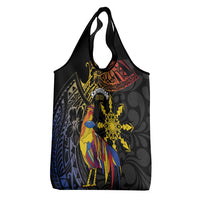 Philippines Sarimanok Grocery Bag Papanok Legendary Bird Okir Polynesian Pattern LT14 - Polynesian Pride