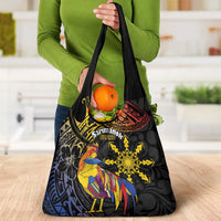Philippines Sarimanok Grocery Bag Papanok Legendary Bird Okir Polynesian Pattern LT14 - Polynesian Pride