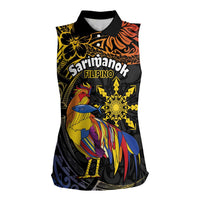 Philippines Sarimanok Women Sleeveless Polo Shirt Papanok Legendary Bird Okir Polynesian Pattern