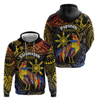 Philippines Sarimanok Zip Hoodie Papanok Legendary Bird Okir Polynesian Pattern