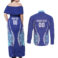 Northland 2026 Rugby Custom Couples Matching Off Shoulder Maxi Dress and Long Sleeve Button Shirt NZ Maori Silver Fern LT14 - Polynesian Pride