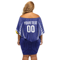 Otago 2026 Rugby Custom Family Matching Off Shoulder Short Dress and Hawaiian Shirt NZ Maori Silver Fern LT14 - Polynesian Pride