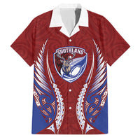 Southland 2026 Rugby Custom Family Matching Off Shoulder Maxi Dress and Hawaiian Shirt NZ Maori Silver Fern LT14 Dad's Shirt - Short Sleeve Maroon - Polynesian Pride