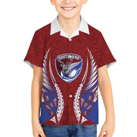 Southland 2026 Rugby Custom Family Matching Off Shoulder Short Dress and Hawaiian Shirt NZ Maori Silver Fern LT14 Son's Shirt Maroon - Polynesian Pride