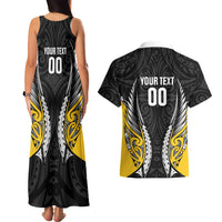 Taranaki 2026 Rugby Custom Couples Matching Tank Maxi Dress and Hawaiian Shirt NZ Maori Silver Fern LT14 - Polynesian Pride