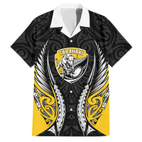 Taranaki 2026 Rugby Custom Family Matching Puletasi and Hawaiian Shirt NZ Maori Silver Fern LT14 Dad's Shirt - Short Sleeve Black - Polynesian Pride