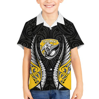 Taranaki 2026 Rugby Custom Family Matching Tank Maxi Dress and Hawaiian Shirt NZ Maori Silver Fern LT14 Son's Shirt Black - Polynesian Pride