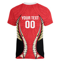 Waikato 2026 Rugby Custom Women V-Neck T-Shirt NZ Maori Silver Fern LT14 - Polynesian Pride