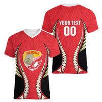Waikato 2026 Rugby Custom Women V-Neck T-Shirt NZ Maori Silver Fern LT14 - Polynesian Pride