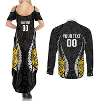 Wellington 2026 Rugby Custom Couples Matching Summer Maxi Dress and Long Sleeve Button Shirt NZ Maori Silver Fern LT14 - Polynesian Pride