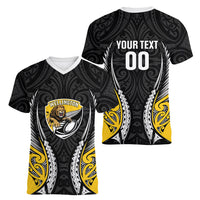 Wellington 2026 Rugby Custom Women V-Neck T-Shirt NZ Maori Silver Fern LT14 - Polynesian Pride