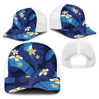 Teal Purple Banana Leaf Hawaii Baseball Net Cap Lau Maia Plumeria Tropical Summer Vibes