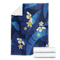 Teal Purple Banana Leaf Hawaii Blanket Lau Maia Plumeria Tropical Summer Vibes