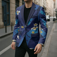 Teal Purple Banana Leaf Hawaii Blazer Lau Maia Plumeria Tropical Summer Vibes