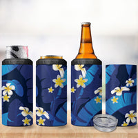 Teal Purple Banana Leaf Hawaii 4 in 1 Can Cooler Tumbler Lau Maia Plumeria Tropical Summer Vibes