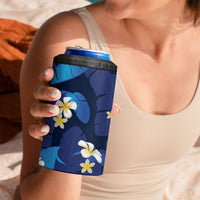 Teal Purple Banana Leaf Hawaii 4 in 1 Can Cooler Tumbler Lau Maia Plumeria Tropical Summer Vibes