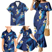 Teal Purple Banana Leaf Hawaii Family Matching Mermaid Dress and Hawaiian Shirt Lau Maia Plumeria Tropical Summer Vibes