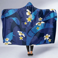 Teal Purple Banana Leaf Hawaii Hooded Blanket Lau Maia Plumeria Tropical Summer Vibes