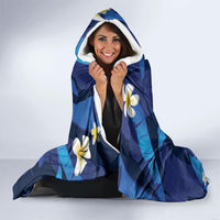 Teal Purple Banana Leaf Hawaii Hooded Blanket Lau Maia Plumeria Tropical Summer Vibes
