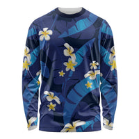 Teal Purple Banana Leaf Hawaii Long Sleeve Shirt Lau Maia Plumeria Tropical Summer Vibes