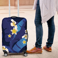 Teal Purple Banana Leaf Hawaii Luggage Cover Lau Maia Plumeria Tropical Summer Vibes