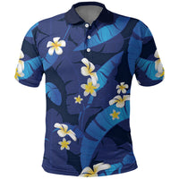 Teal Purple Banana Leaf Hawaii Polo Shirt Lau Maia Plumeria Tropical Summer Vibes