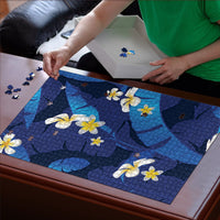 Teal Purple Banana Leaf Hawaii Puzzle Lau Maia Plumeria Tropical Summer Vibes