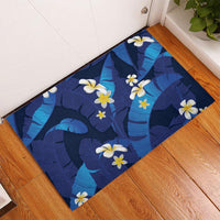 Teal Purple Banana Leaf Hawaii Rubber Doormat Lau Maia Plumeria Tropical Summer Vibes