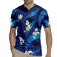 Teal Purple Banana Leaf Hawaii Rugby Jersey Lau Maia Plumeria Tropical Summer Vibes