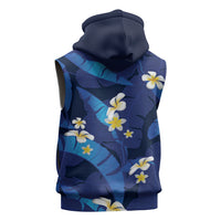 Teal Purple Banana Leaf Hawaii Sleeveless Zip Hoodie Lau Maia Plumeria Tropical Summer Vibes