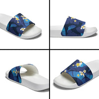 Teal Purple Banana Leaf Hawaii Slide Sandals Lau Maia Plumeria Tropical Summer Vibes