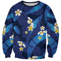 Teal Purple Banana Leaf Hawaii Sweatshirt Lau Maia Plumeria Tropical Summer Vibes