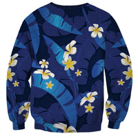 Teal Purple Banana Leaf Hawaii Sweatshirt Lau Maia Plumeria Tropical Summer Vibes