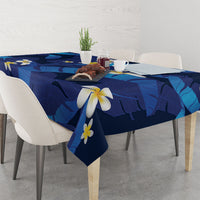 Teal Purple Banana Leaf Hawaii Tablecloth Lau Maia Plumeria Tropical Summer Vibes
