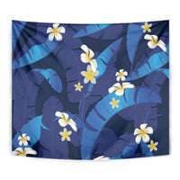 Teal Purple Banana Leaf Hawaii Tapestry Lau Maia Plumeria Tropical Summer Vibes