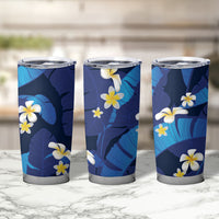 Teal Purple Banana Leaf Hawaii Tumbler Cup Lau Maia Plumeria Tropical Summer Vibes