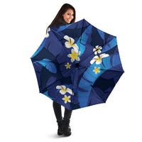 Teal Purple Banana Leaf Hawaii Umbrella Lau Maia Plumeria Tropical Summer Vibes
