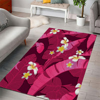 Pink Banana Leaf Hawaii Area Rug Lau Maia Plumeria Tropical Summer Vibes