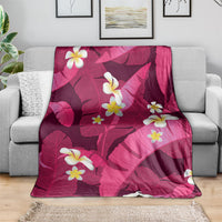 Pink Banana Leaf Hawaii Blanket Lau Maia Plumeria Tropical Summer Vibes