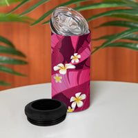 Pink Banana Leaf Hawaii 4 in 1 Can Cooler Tumbler Lau Maia Plumeria Tropical Summer Vibes