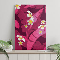 Pink Banana Leaf Hawaii Canvas Wall Art Lau Maia Plumeria Tropical Summer Vibes