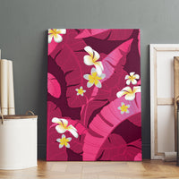 Pink Banana Leaf Hawaii Canvas Wall Art Lau Maia Plumeria Tropical Summer Vibes