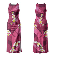 Pink Banana Leaf Hawaii Couples Matching Tank Maxi Dress and Hawaiian Shirt Lau Maia Plumeria Tropical Summer Vibes