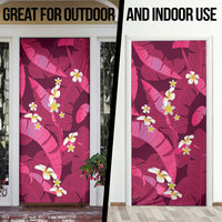 Pink Banana Leaf Hawaii Door Cover Lau Maia Plumeria Tropical Summer Vibes