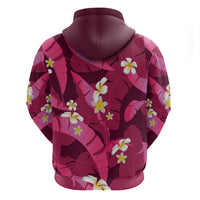 Pink Banana Leaf Hawaii Hoodie Lau Maia Plumeria Tropical Summer Vibes