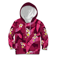 Pink Banana Leaf Hawaii Kid Hoodie Lau Maia Plumeria Tropical Summer Vibes