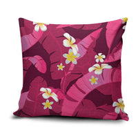Pink Banana Leaf Hawaii Pillow Cover Lau Maia Plumeria Tropical Summer Vibes