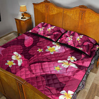 Pink Banana Leaf Hawaii Quilt Bed Set Lau Maia Plumeria Tropical Summer Vibes