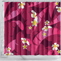 Pink Banana Leaf Hawaii Shower Curtain Lau Maia Plumeria Tropical Summer Vibes