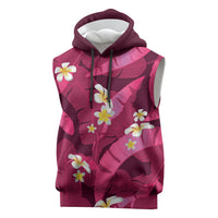 Pink Banana Leaf Hawaii Sleeveless Hoodie Lau Maia Plumeria Tropical Summer Vibes